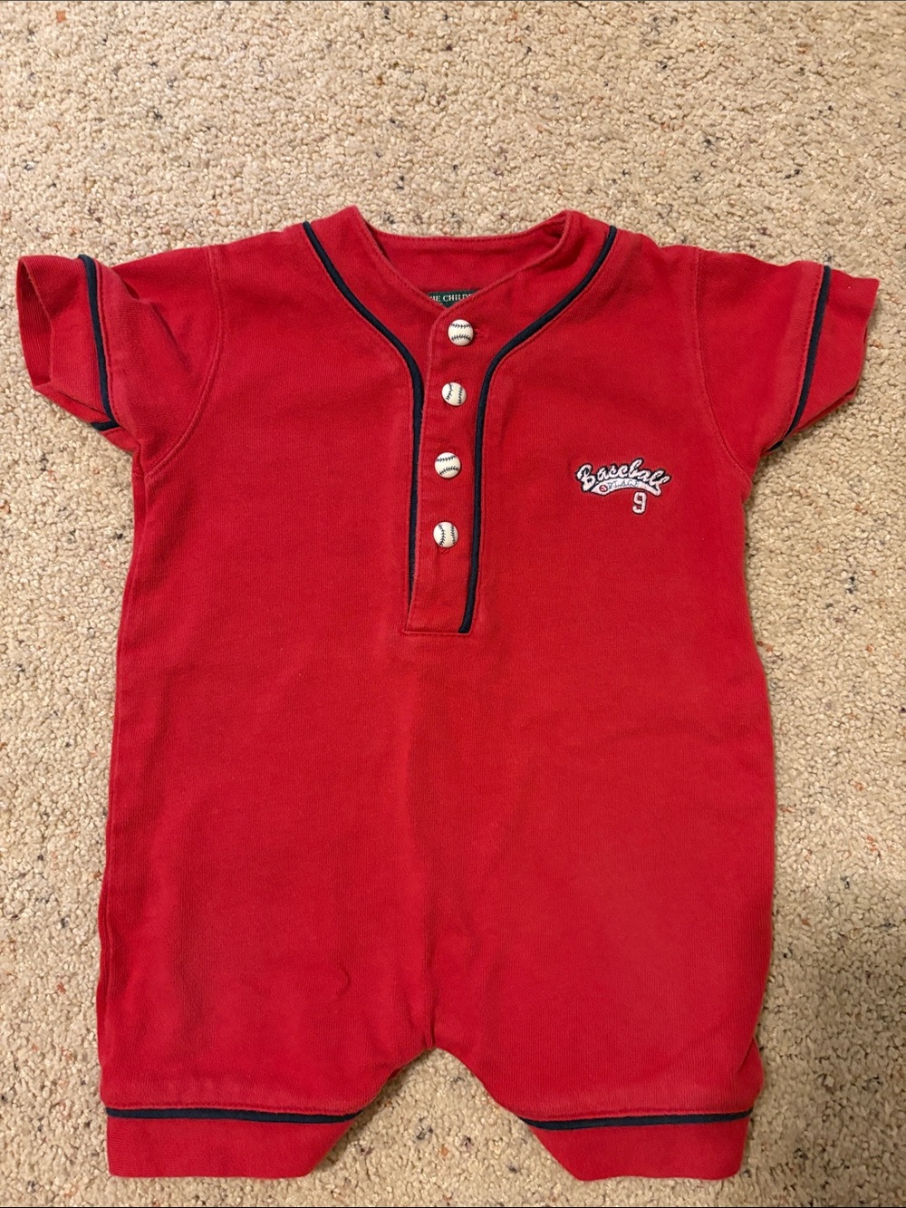 The Children's Place Red Baseball-Style One-Piece Bodysuit